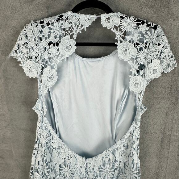 Lulus Dress Womens Large Light Blue Lace Romance Language Open Back Whimsy Party - Picture 5 of 13